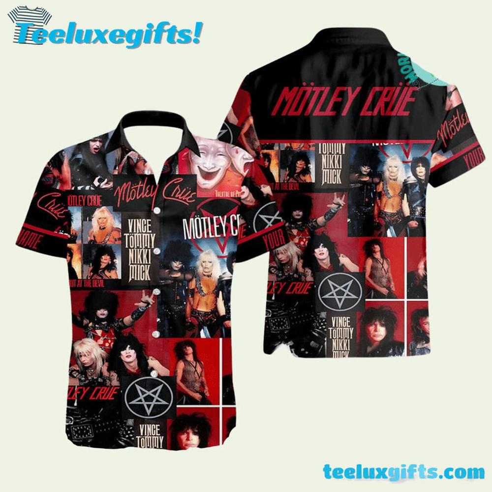 Motley Crue Wild Side Photo Collage Summer Aloha Hawaiian Shirt