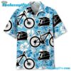 Mountain Bike Blue White Hibicus Hawaiian Shirt
