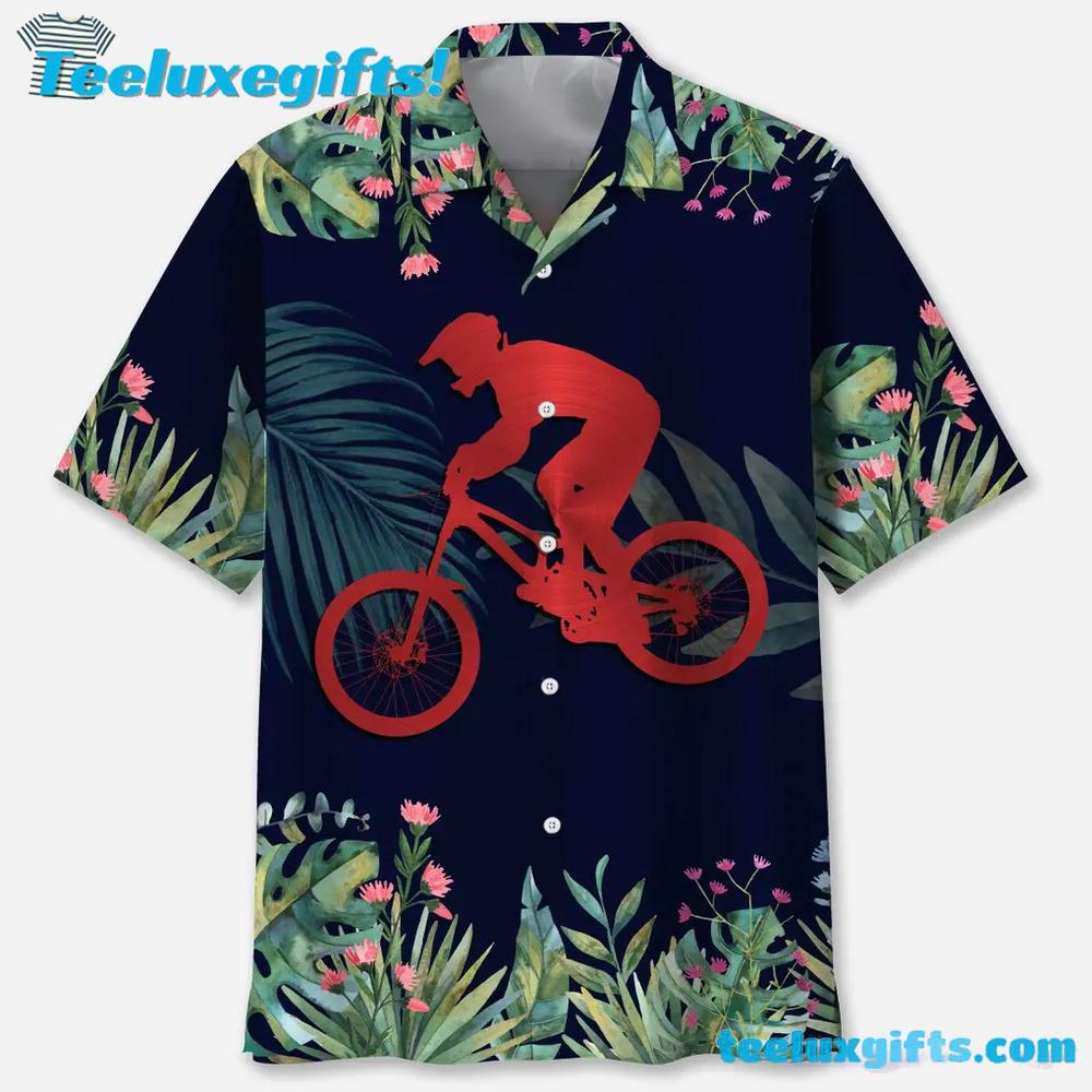 Mountain Bike Tropical Leaf Hawaiian Shirt