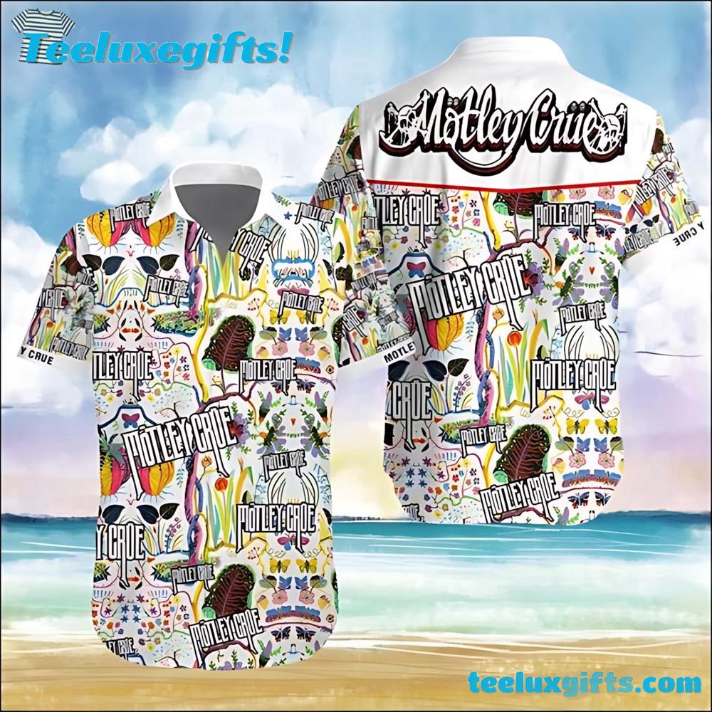M?tley Cr?e Vibrant Tour Collage Summer Aloha Hawaiian Shirt