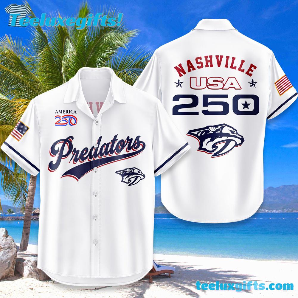 Nashville Predators USA Flag 250 Years Of Freedom Hawaiian Shirt