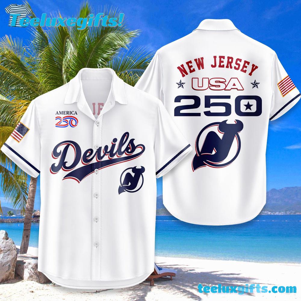 New Jersey Devils USA Flag 250 Years Of Freedom Hawaiian Shirt