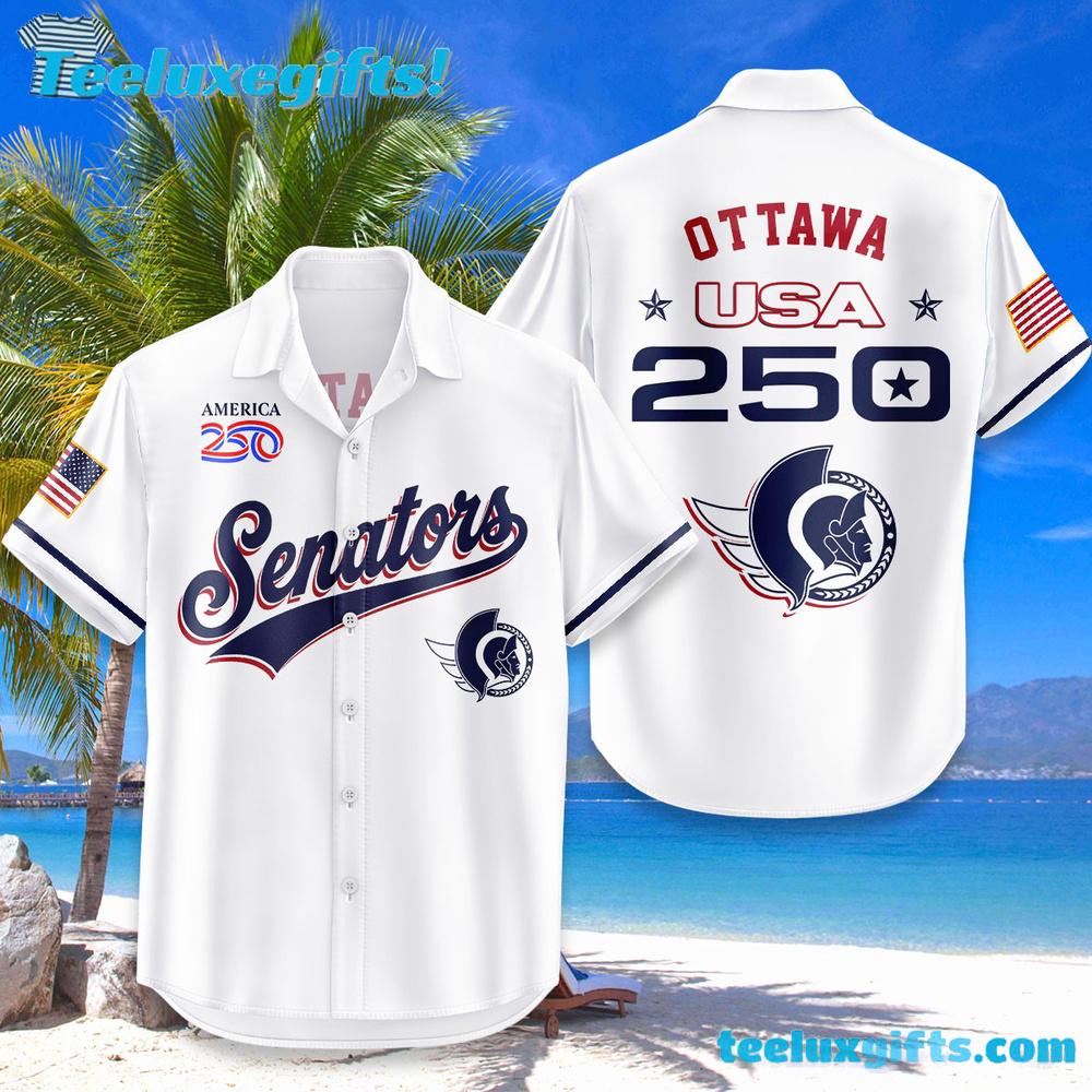 Ottawa Senators USA Flag 250 Years Of Freedom Hawaiian Shirt