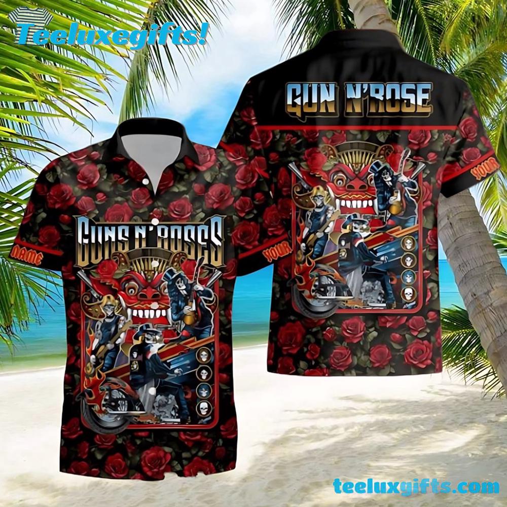 Personalized Guns N' Roses Biker Rebellion Summer Aloha Hawaiian Shirt