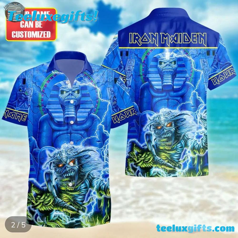 Personalized Iron Maiden Electric Pharaoh Summer Aloha Hawaiian Shirt