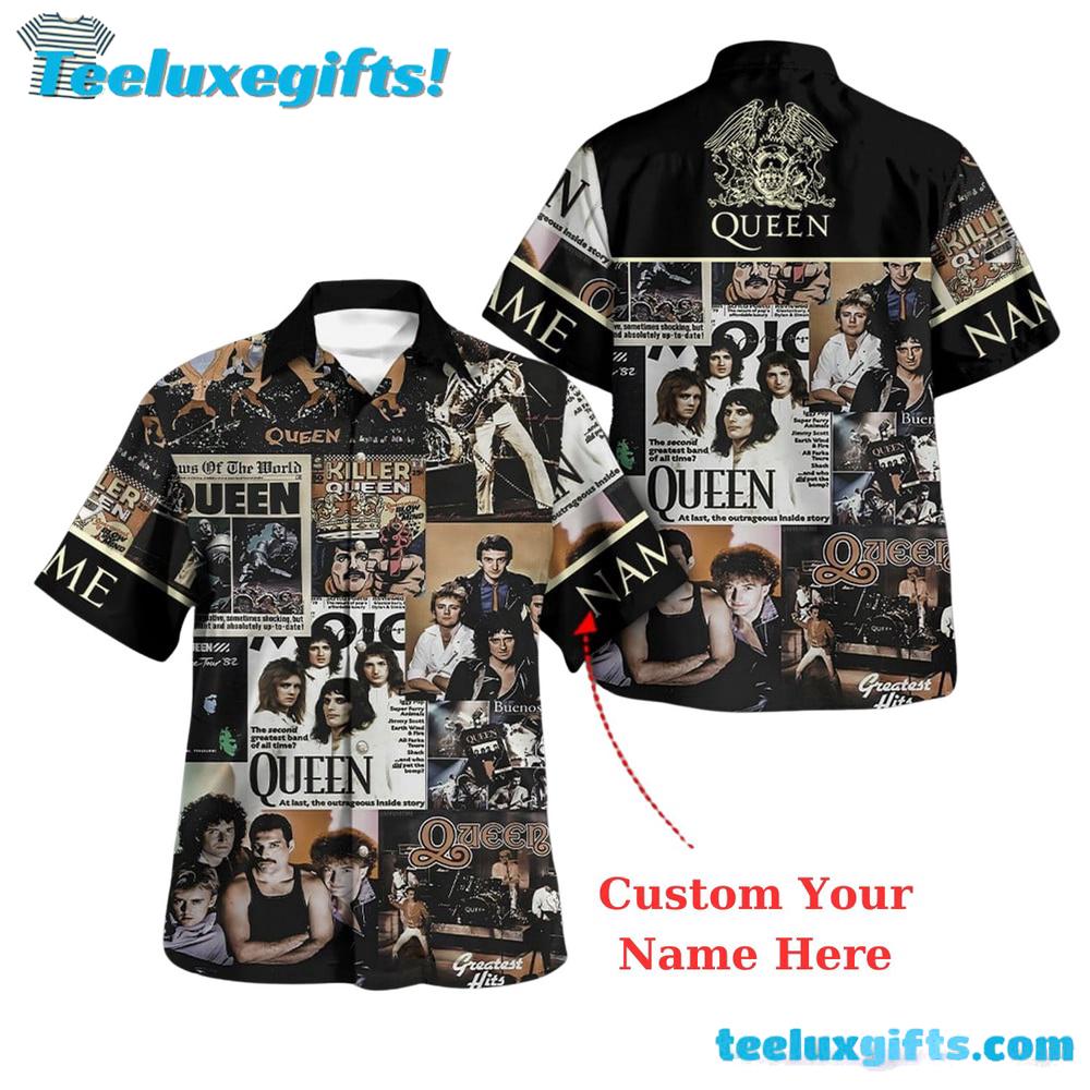 Personalized Queen Vintage Album Collage Summer Aloha Hawaiian Shirt