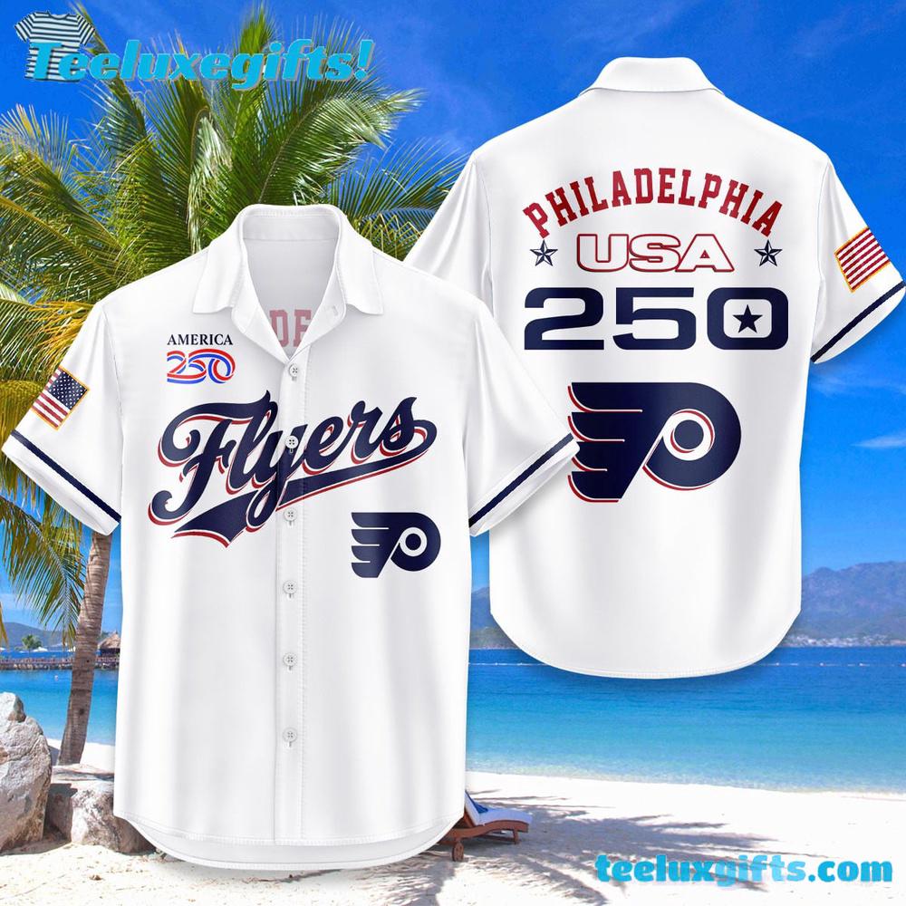 Philadelphia Flyers USA Flag 250 Years Of Freedom Hawaiian Shirt