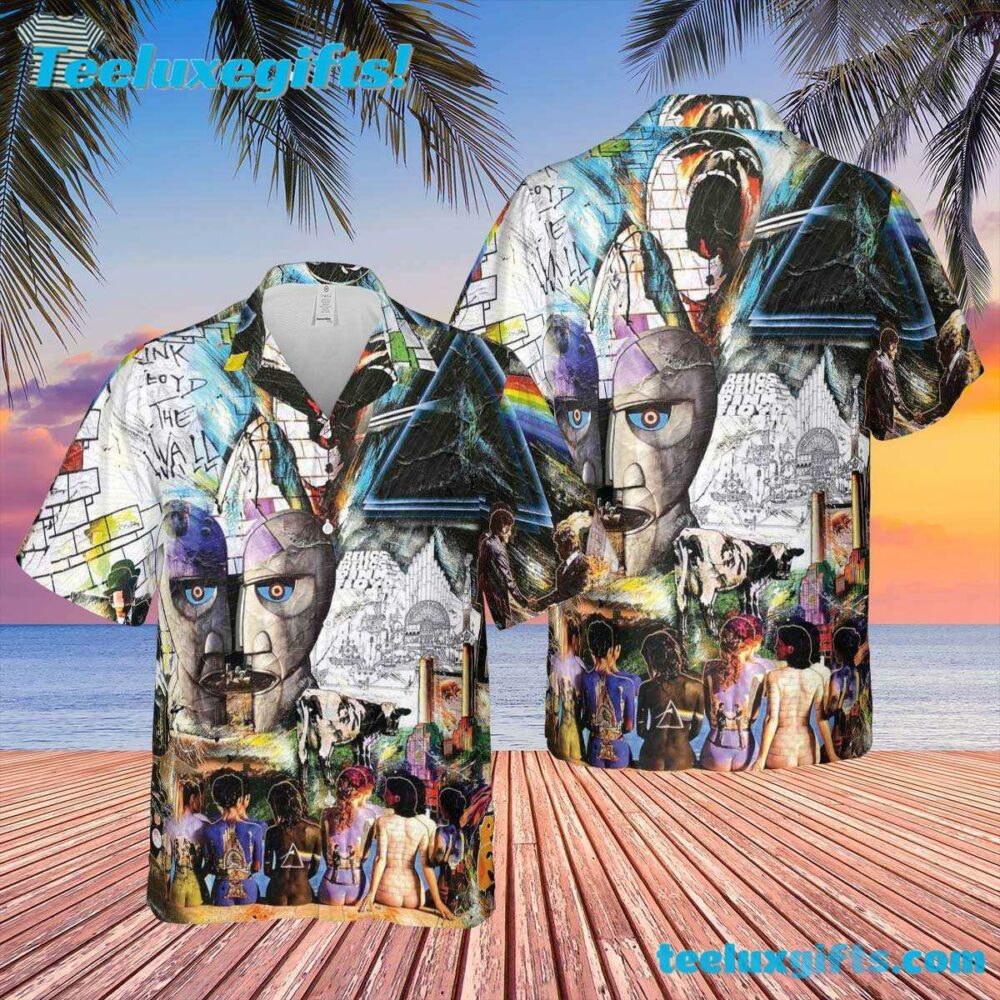 Pink Floyd Album Collage Digital Art Wish You Were Here Summer Hawaiian Shirt