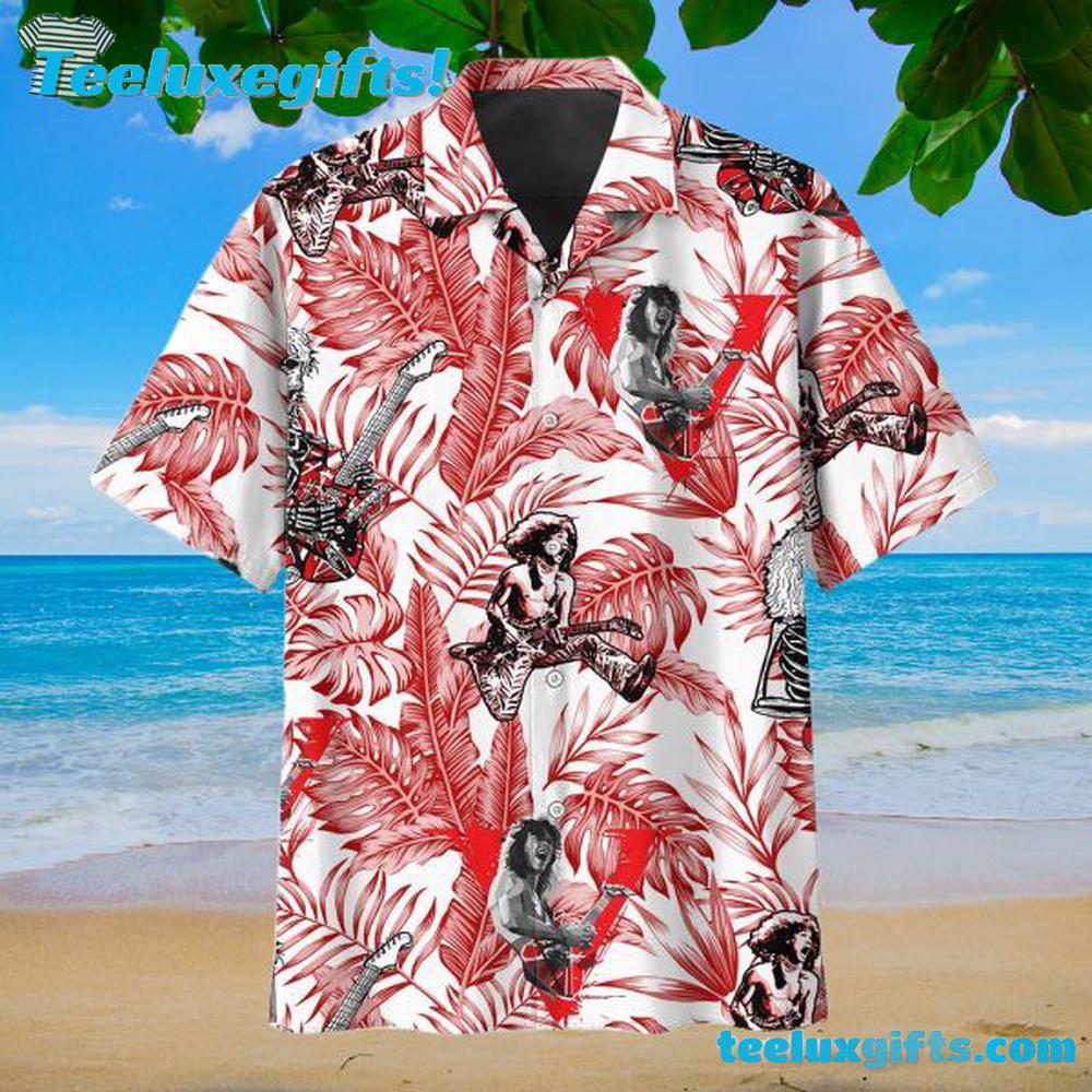Red Van Halen With Guitar Summer Hawaiian Shirt