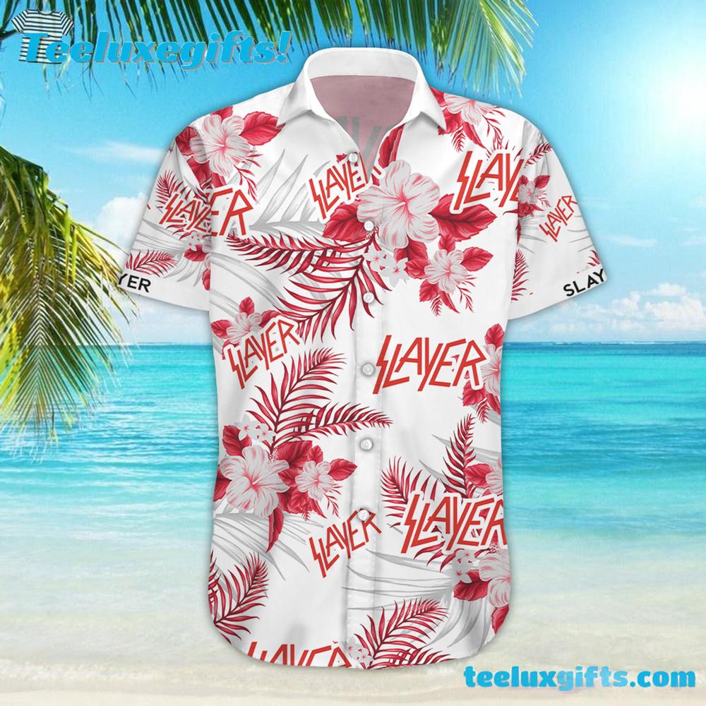 Red & White Floral Slayer Summer Aloha Hawaiian Shirt
