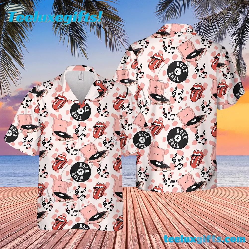 Rolling Stone Cool Tongue Logo Summer Aloha Hawaiian Shirt