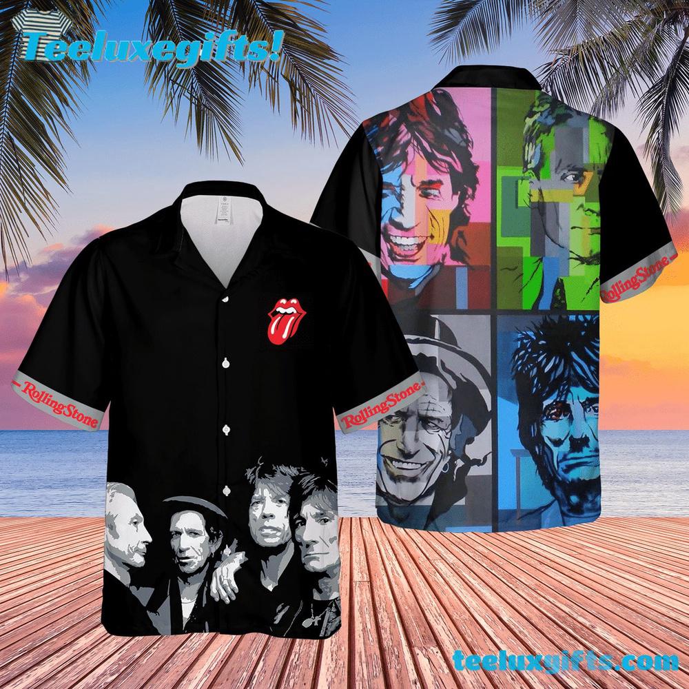 Rolling Stones Band Member Collage Summer Aloha Hawaiian Shirt
