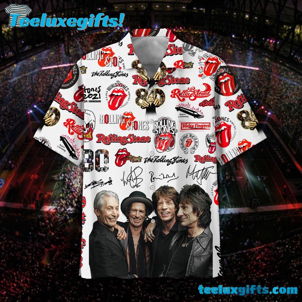 Rolling Stones Classic Collage Summer Aloha Hawaiian Shirt