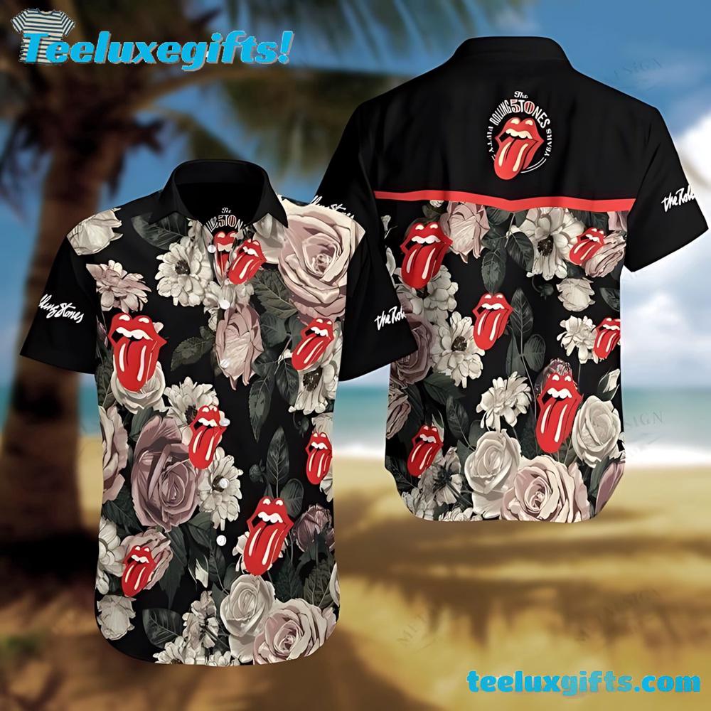 Rolling Stones Classic Rock Floral Fusion Summer Aloha Hawaiian Shirt