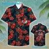 Rolling Stones Lips Tongue Floral Summer Aloha Hawaiian Shirt