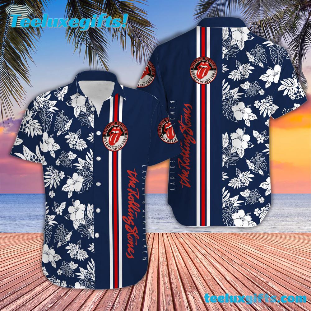 Rolling Stones Tongue and Lips Summer Aloha Hawaiian Shirt
