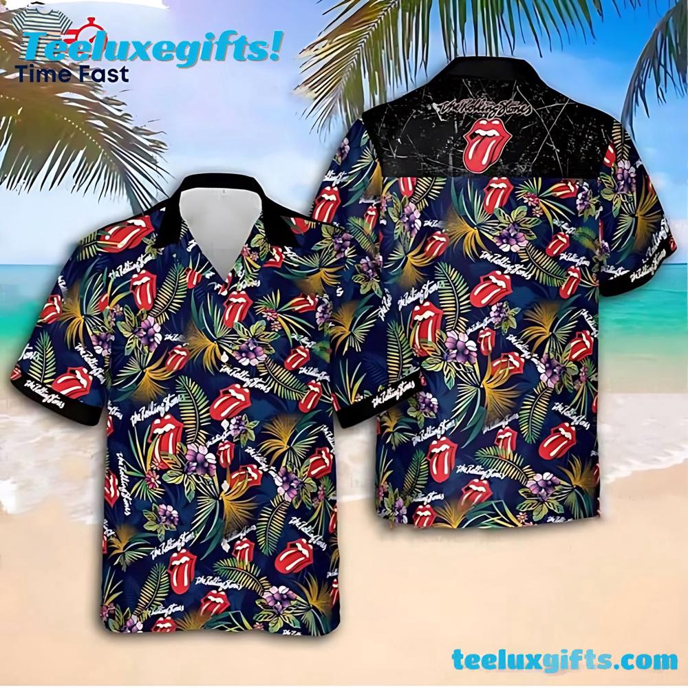 Rolling Stones Tropical Multiple Logo Summer Aloha Hawaiian Shirt