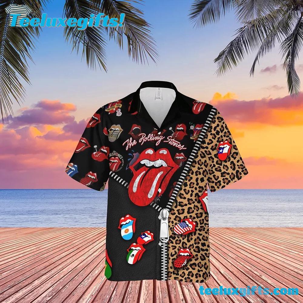 Rolling Stones Wild Style Leopard Summer Aloha Hawaiian Shirt