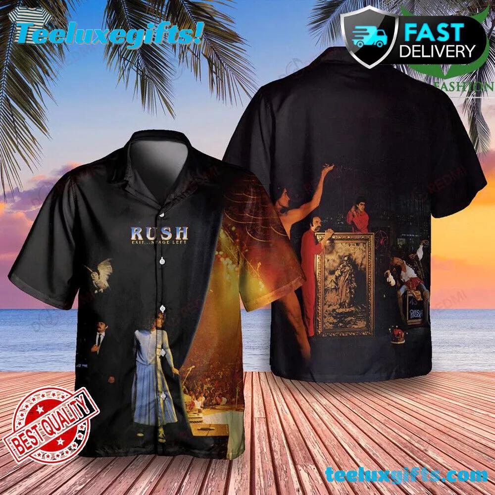 Rush Rock Band Exit Stage Left Summer Aloha Hawaiian Shirt
