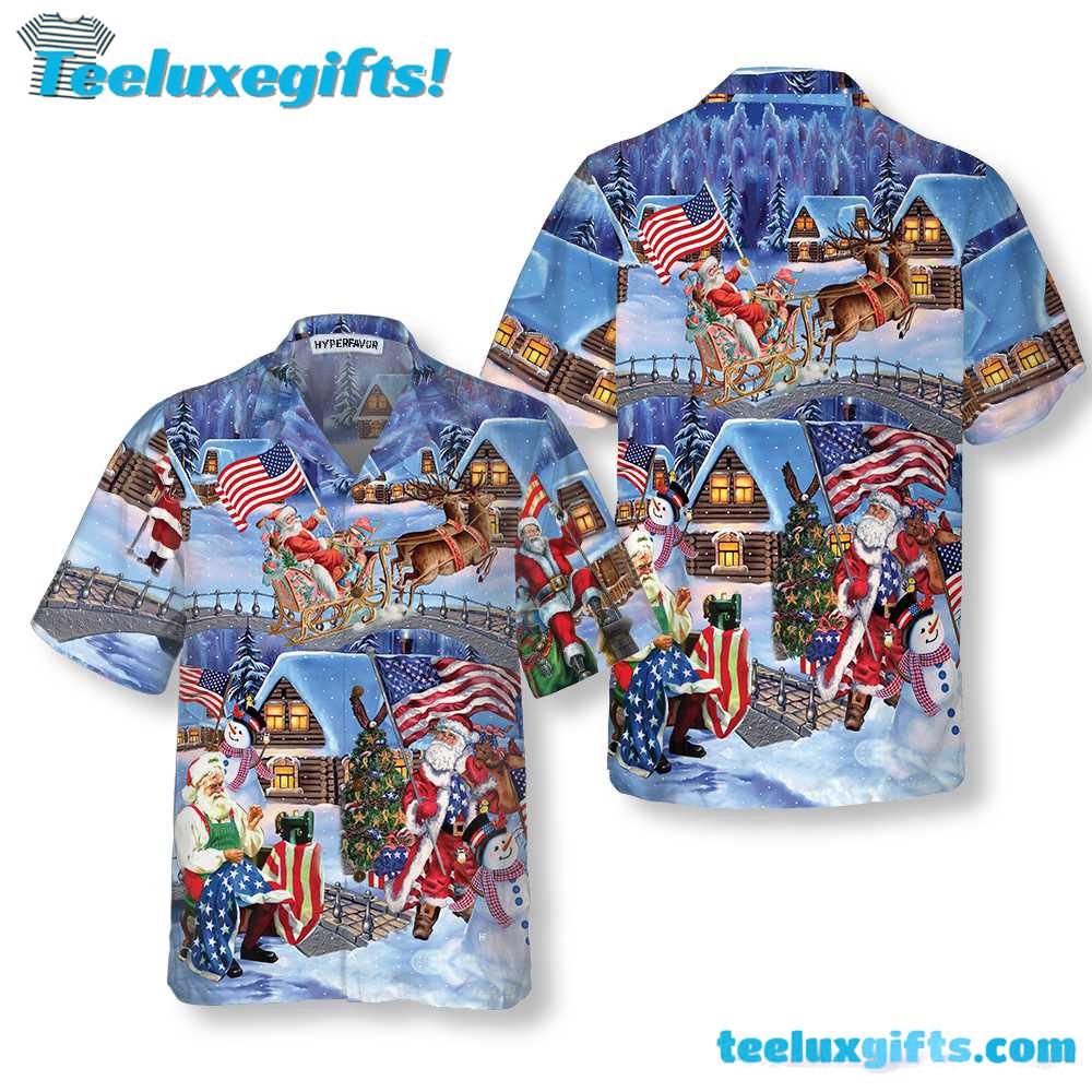 Santa Patriot American Flag Christmas Hawaiian Shirt Santa Patriot American Flag Christmas Hawaiian Shirt