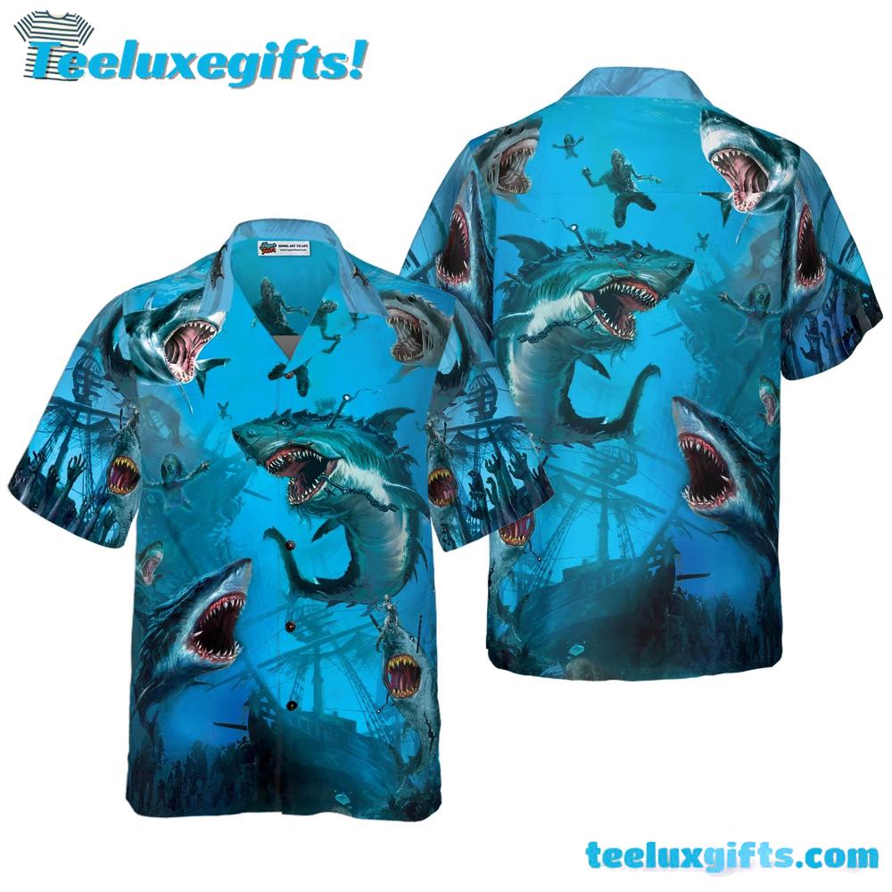Shark Under The Sea Hawaiian Shirt Shark Under The Sea Hawaiian Shirt