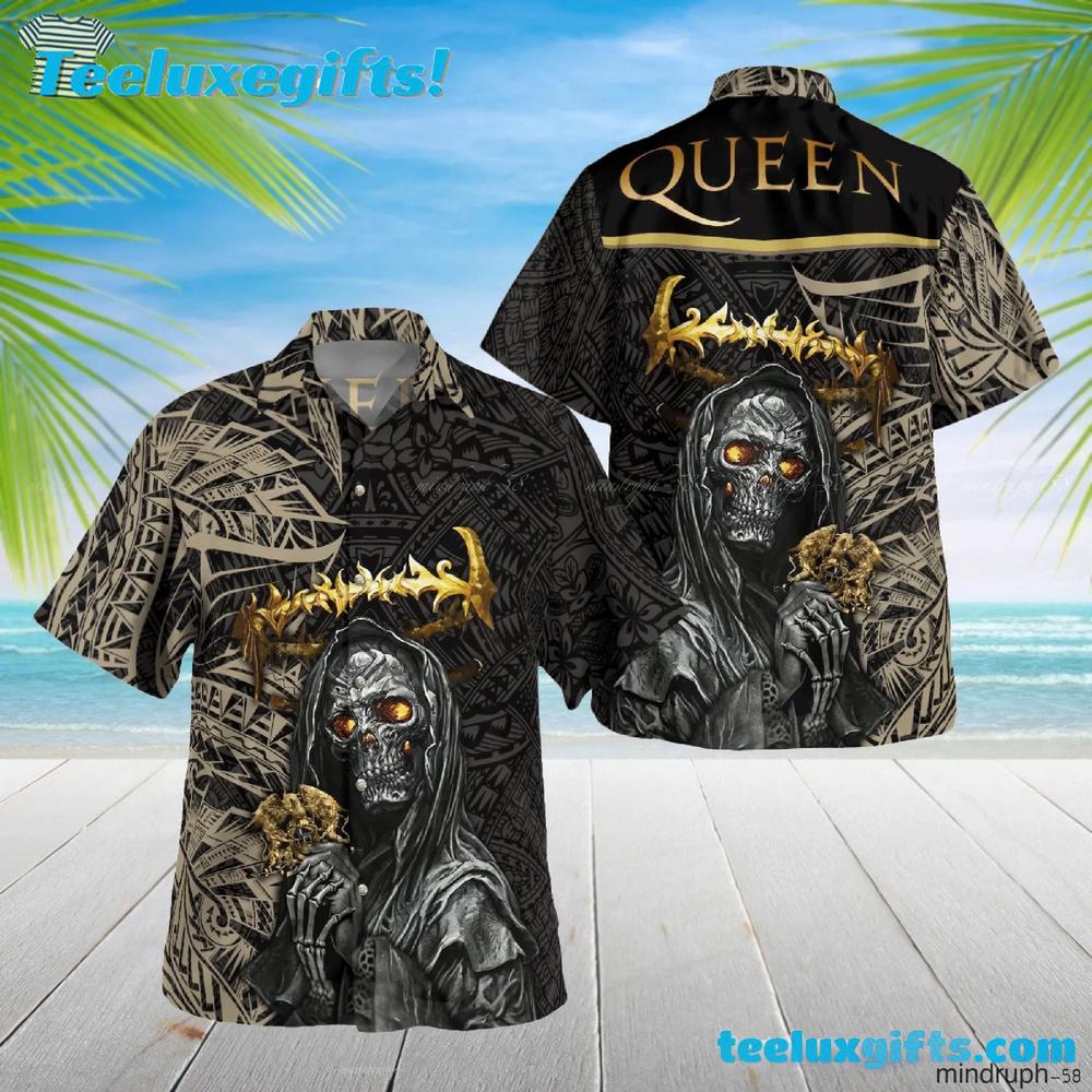Skull Hold Style Queen Short-Sleeve Summer Aloha Hawaiian Shirt