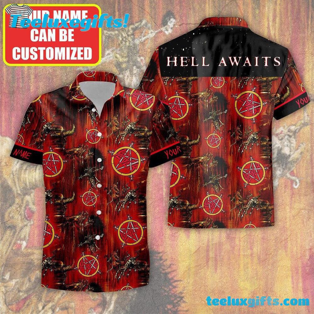 Slayer Hell Awaits Pentagram Summer Aloha Hawaiian Shirt