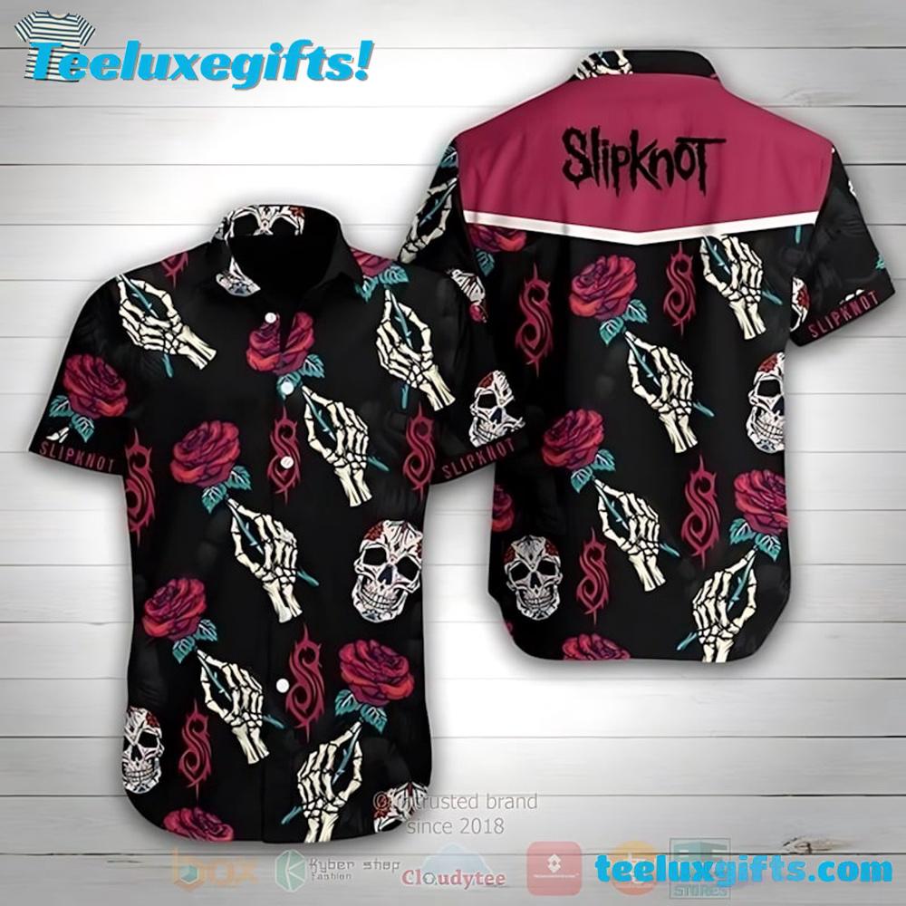 Slipknot Band Rose Skull Short Sleeve Summer Aloha Hawaiian Shirt