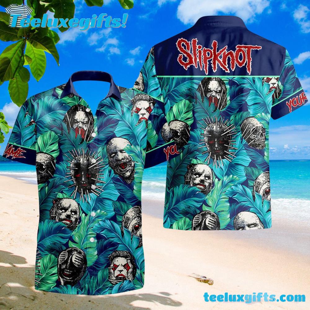 Slipknot Halloween Horror Characters Blue Custom Name Summer Aloha Hawaiian Shirt