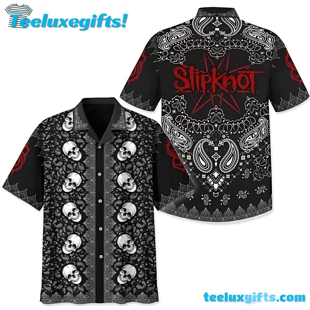 Slipknot Rock Band Skull Bandana Summer Aloha Hawaiian Shirt