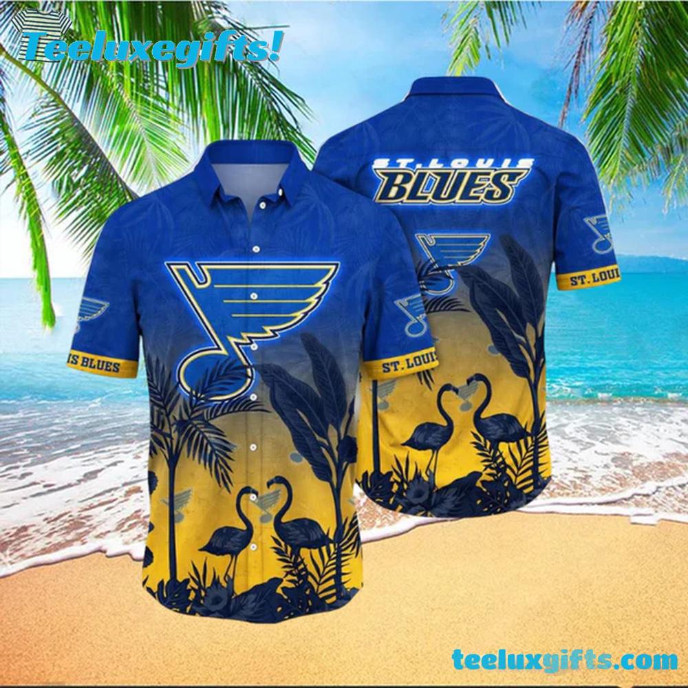 St. Louis Blues Tropical Flamingo Pattern Summer Hawaiian Shirt