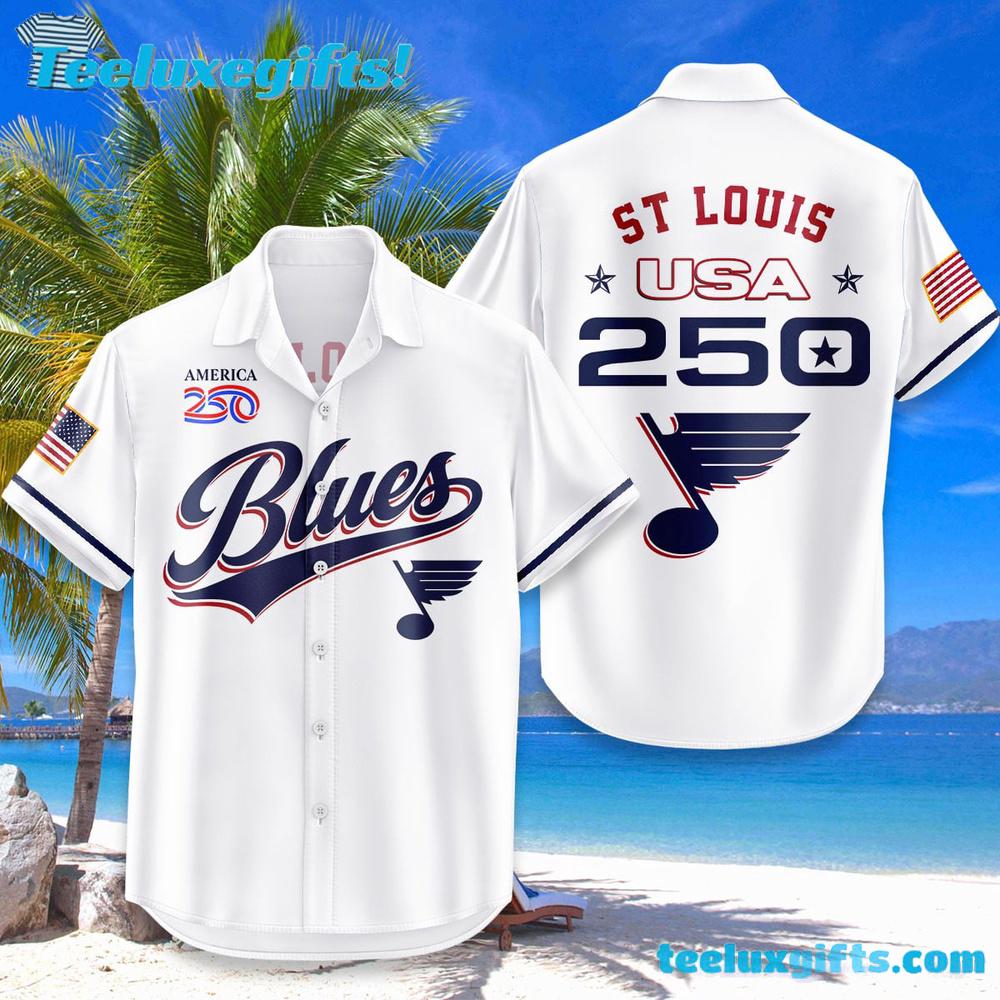 St. Louis Blues USA Flag 250 Years Of Freedom Hawaiian Shirt