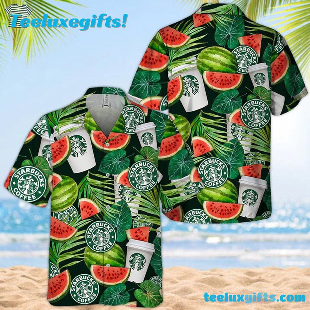 Starbucks Watermelon Hawaiian Shirt Starbucks Watermelon Hawaiian Shirt
