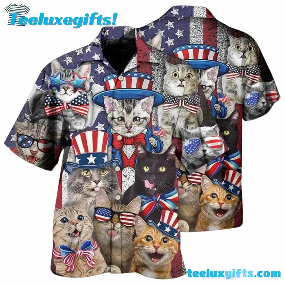Summer Cat Independence Day Hawaiian Shirt Summer Cat Independence Day Hawaiian Shirt