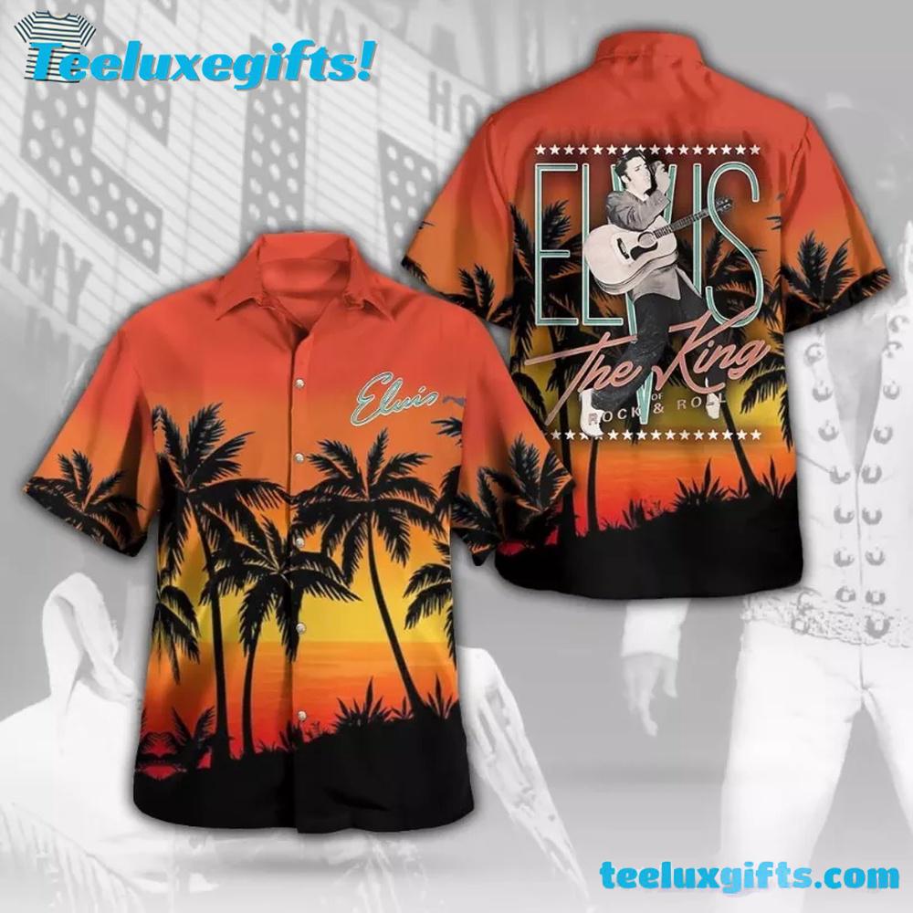 Sunset Elvis The King of Rock 'n' Roll Summer Aloha Hawaiian Shirt