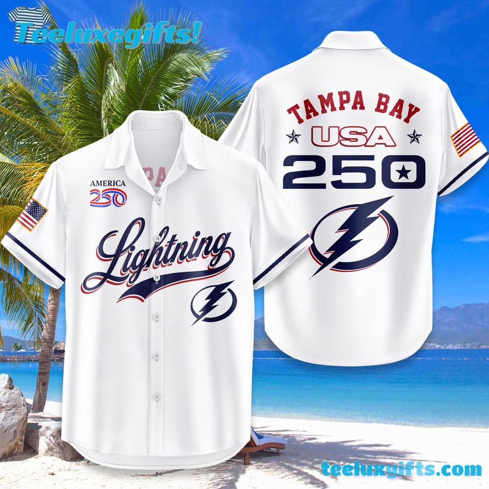 Tampa Bay Lightning USA Flag 250 Years Of Freedom Hawaiian Shirt
