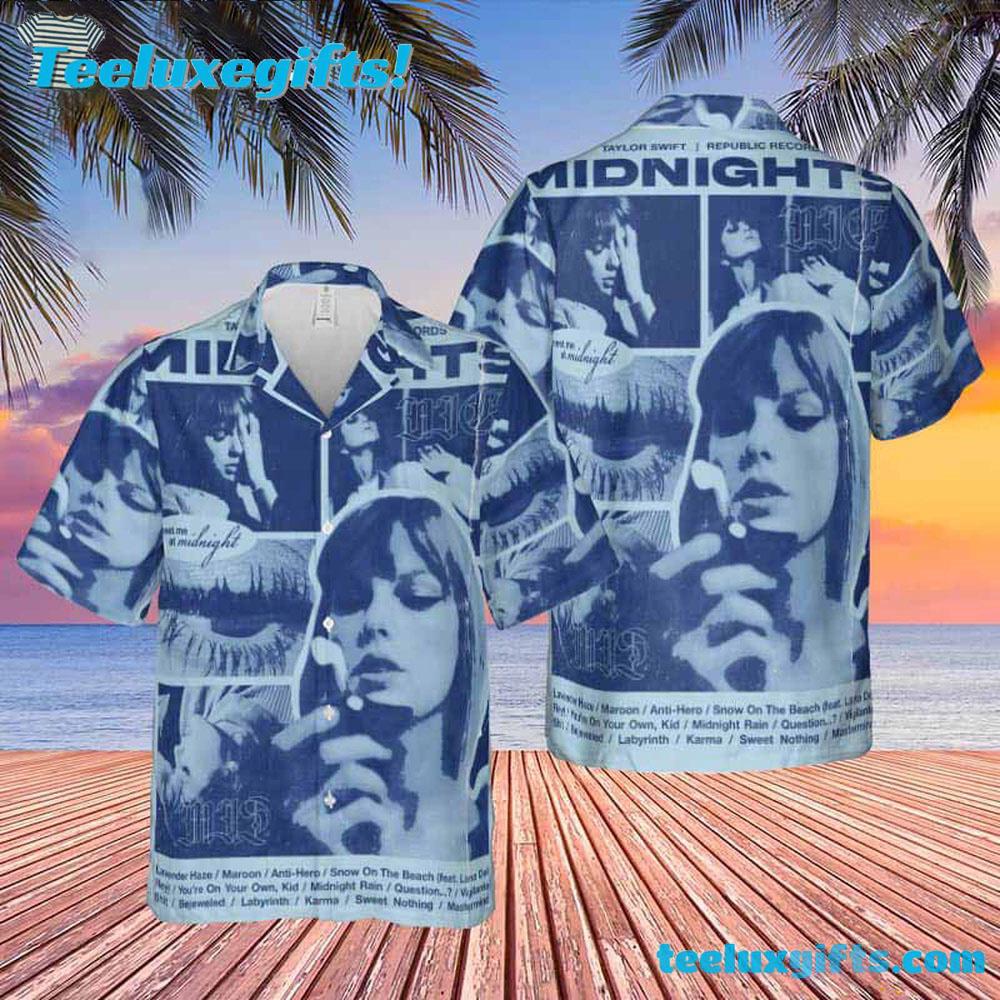 Taylor Swift Midnight Album Blue Color Tour Hawaiian Shirt