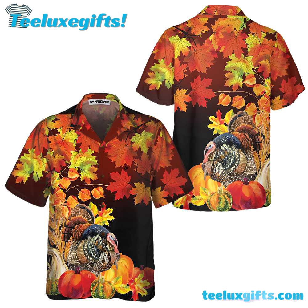Thanksgiving Turkey Birds With Harvest Hawaiian Shirt