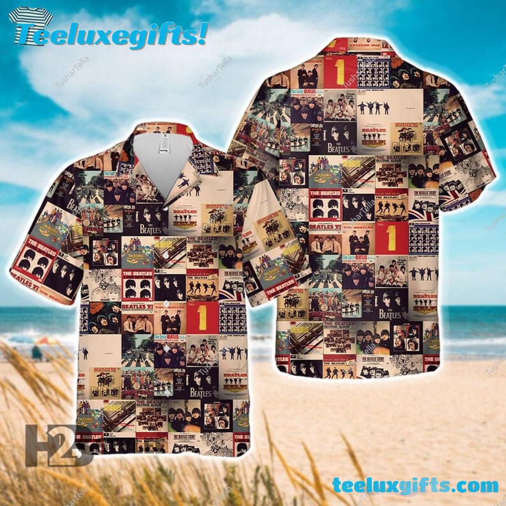 The Beatles Album Cover Collage Summer Hawaiian Shirt