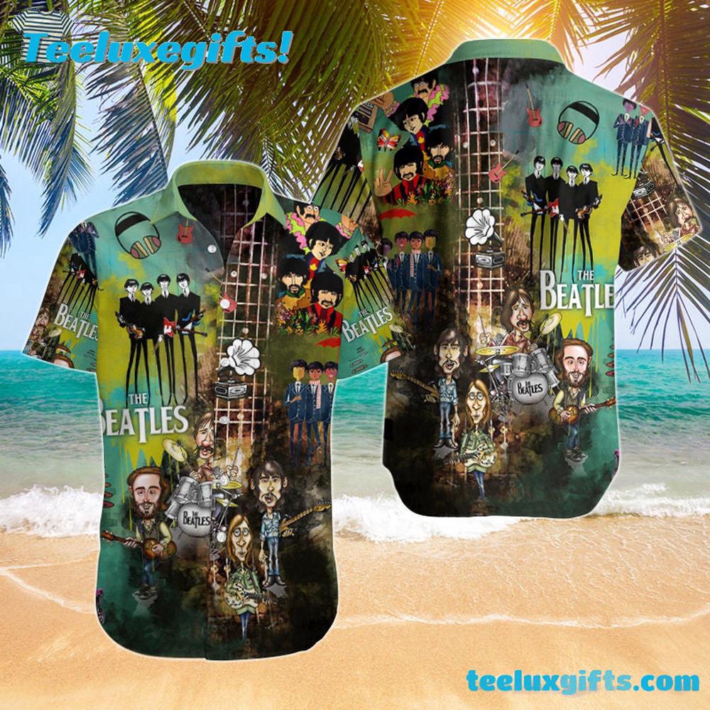 The Beatles Cartoon Collage Summer Hawaiian Shirt