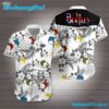The Beatles Monochrome Floral Summer Hawaiian Shirt 3 The Beatles Monochrome Floral Summer Hawaiian Shirt