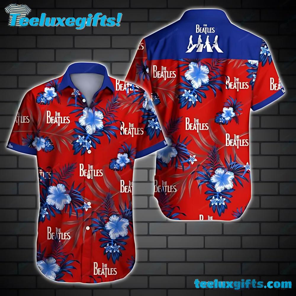 The Beatles Red Hibiscus Summer Hawaiian Shirt