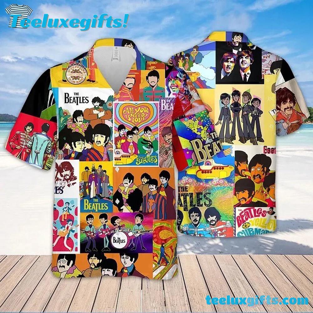 The Beatles Retro Album Collage Summer Hawaiian Shirt