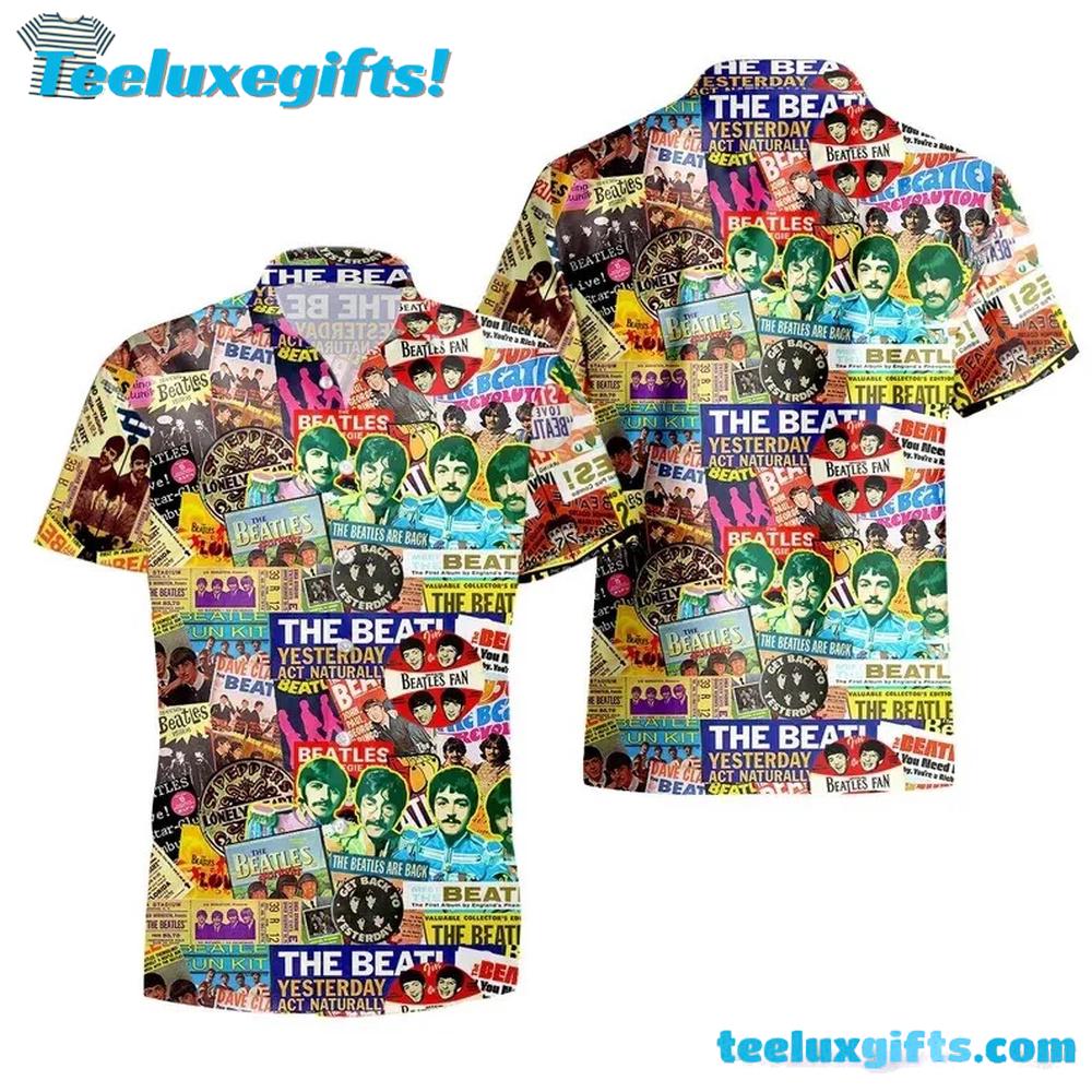 The Beatles Retro Collage Summer Hawaiian Shirt