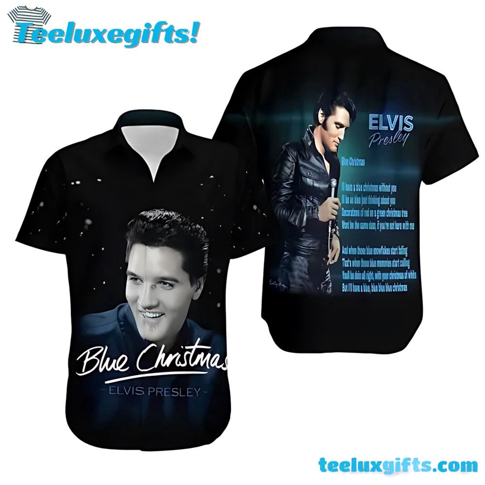 The King Of Rock And Roll Elvis Presley Blue Christmas Summer Aloha Hawaiian Shirt