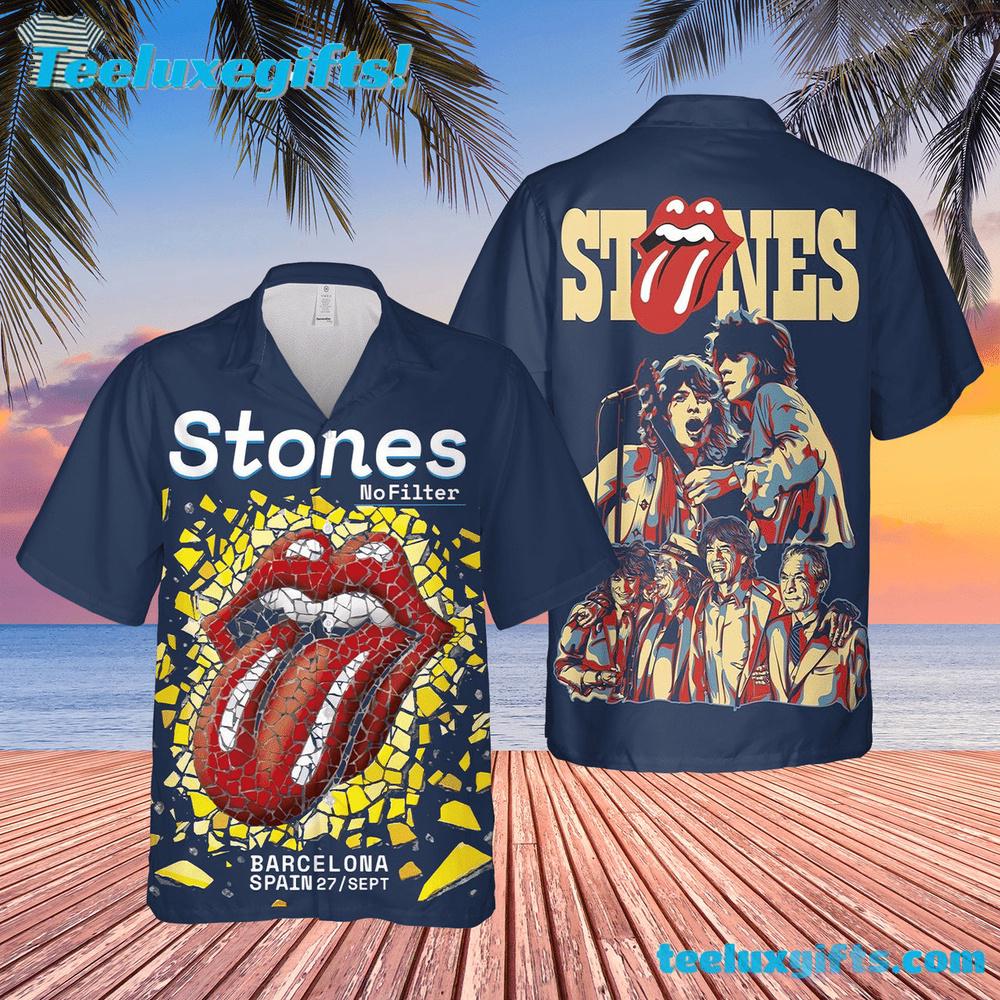 The Rolling Stones Band Tongue Symbol Summer Aloha Hawaiian Shirt