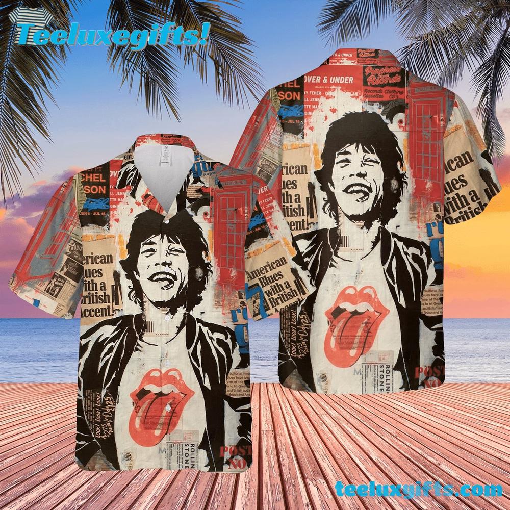The Rolling Stones Mick Jagger Art Summer Aloha Hawaiian Shirt