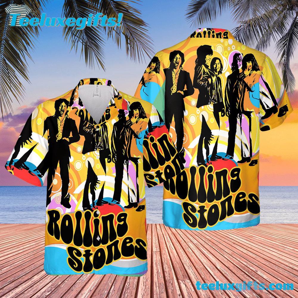 The Rolling Stones Poster 70’s Rock ‘n Roll Summer Aloha Hawaiian Shirt