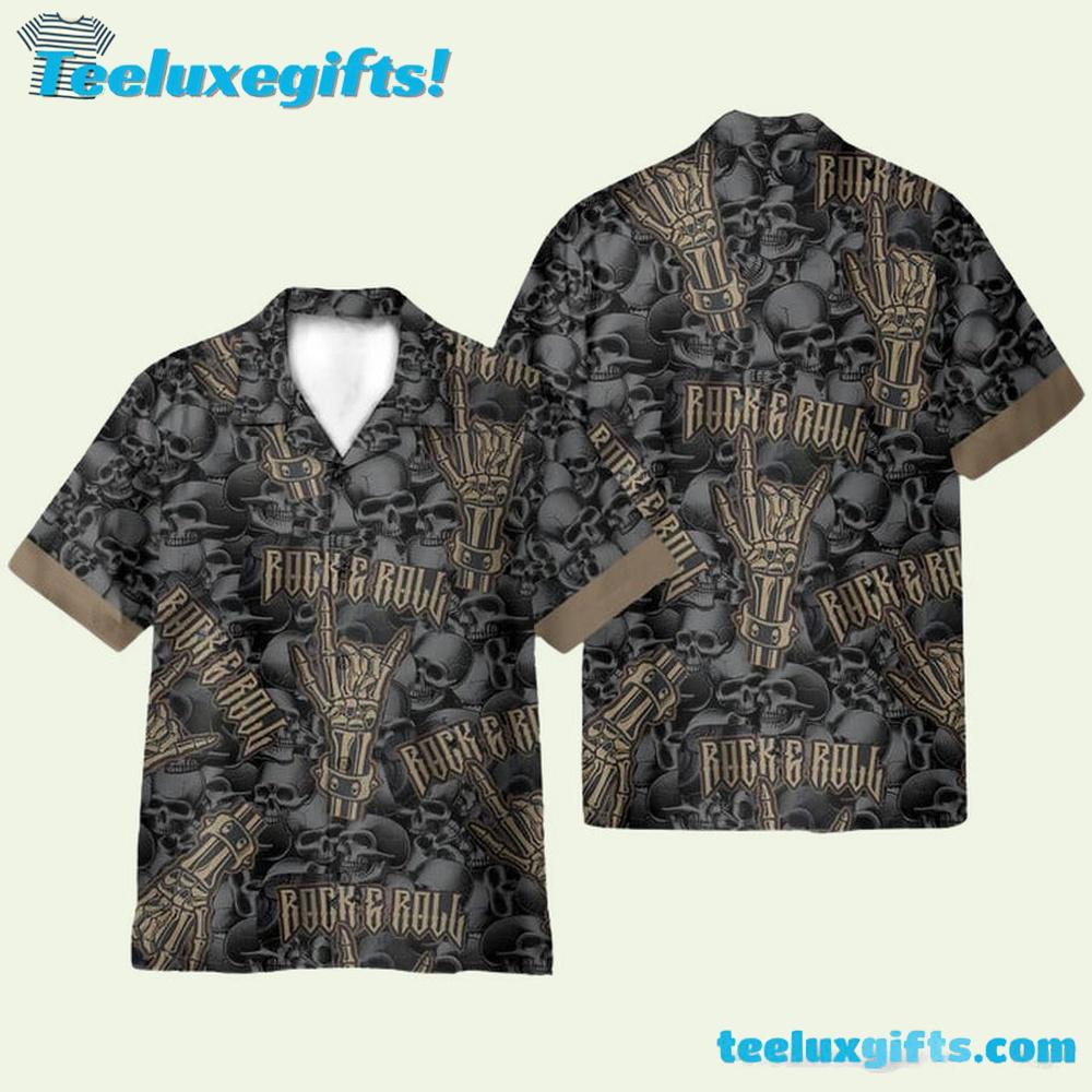 The Rolling Stones Skull Rock On Repeat Summer Aloha Hawaiian Shirt