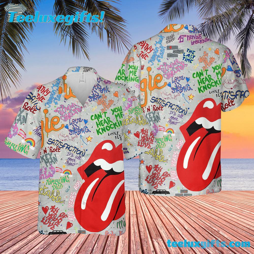 The Rolling Stones Songs Tongue Logo Summer Aloha Hawaiian Shirt